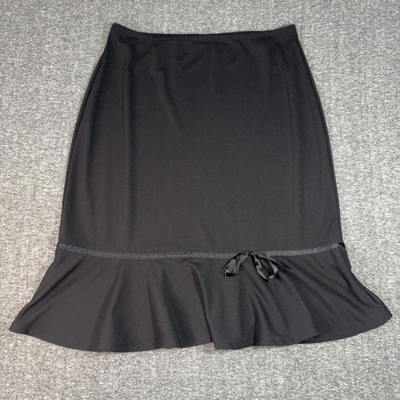 Cato Dresses & Skirts - Cato Black Tiered Pull On Medium Skirt with Bow & Ruffle Stretchy Waist